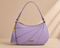 Lavender Curved Shoulder Bag with Pleated Detail Bagsor